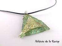 Collier upcycling CD DVD vert et or 