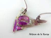 Collier éco-responsable violet et argent CD DVD recyclés 